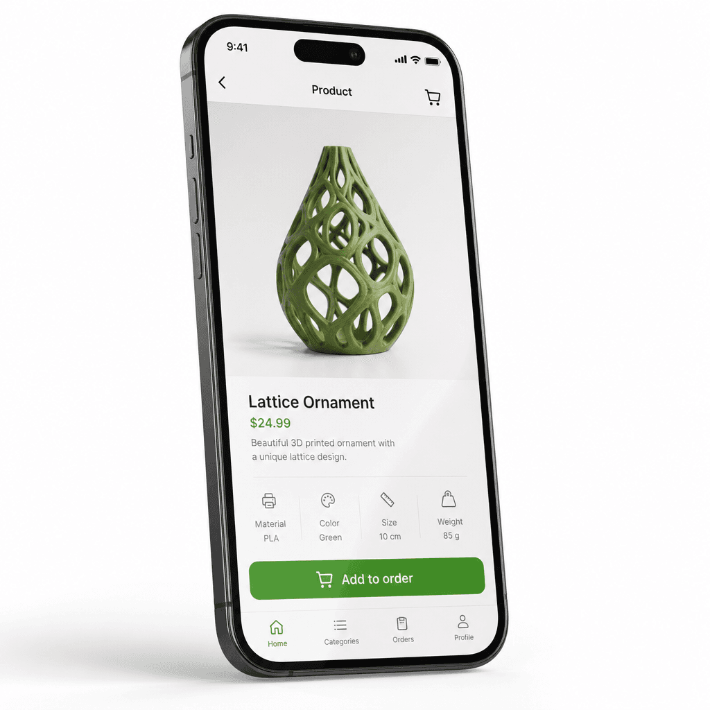 Phone showing NearMade product order screen