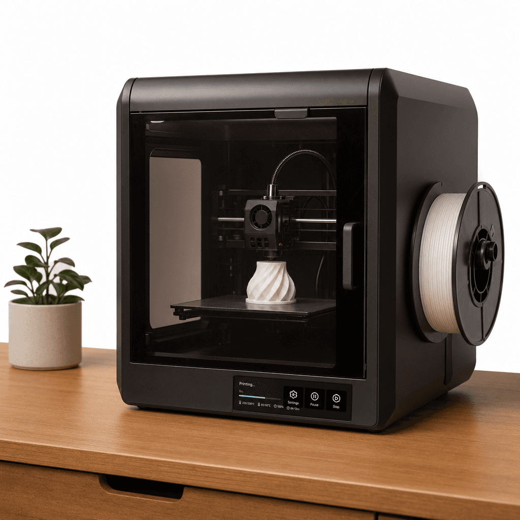 FDM 3D printer crafting a product